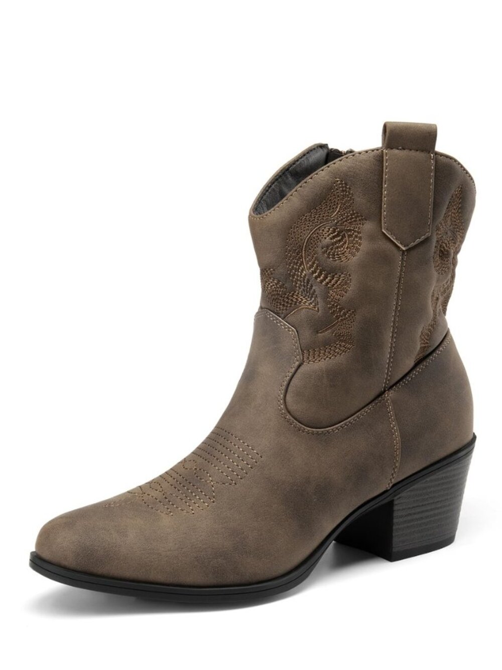 Women's Western Cowboy Cowgirl Embroidered Ankle Boots Fashion Low chunky Heel